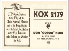 KOX-2179 Don Kehr San Diego CA 1960s Vintage Postcard CB QSL Card