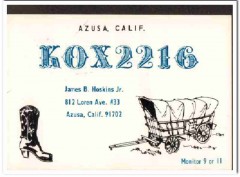 KOX-2216 James Hoskins Azusa CA 1960s Vintage Postcard CB QSL Card