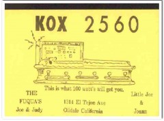 KOX-2560 Joe Fuqua Oildale CA 1960s Vintage Postcard CB QSL Card