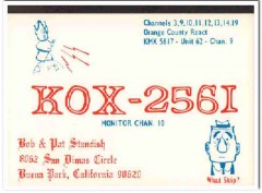 KOX-2561 Bob Standish Buena Park CA 1960s Vintage Postcard CB QSL