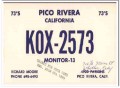 KOX-2573 Richard Moore Pico Rivera CA 1960s Vintage Postcard CB QSL 2