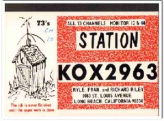 KOX-2963 Ryle Riley Long Beach CA 1960s Vintage Postcard CB QSL
