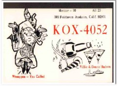 KOX-4052 Willie Hudson Anaheim CA 1960s Vintage Postcard CB QSL