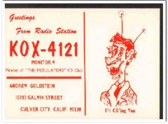 KOX-4121 Andrew Goldstein Culver City CA 1960s Vintage Postcard CB QSL