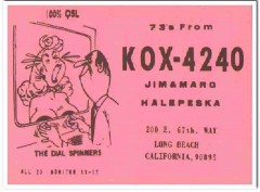 KOX-4240 Jim Halepeska Long Beach CA 1960s Vintage Postcard CB QSL 1