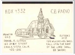 KOX-4332 Daniel Easton Chula Vista CA 1960s Vintage Postcard CB QSL