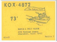 KOX-4872 Harold Walker Atascadero CA 1960s Vintage Postcard CB QSL 2