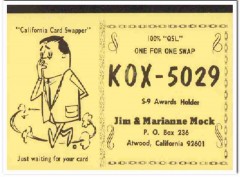KOX-5029 Jim Mock Lakewood CA 1960s Vintage Postcard CB QSL Card 2