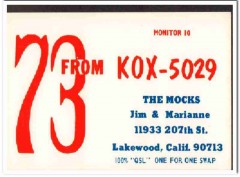 KOX-5029 Jim Mock Lakewood CA 1960s Vintage Postcard CB QSL Card4
