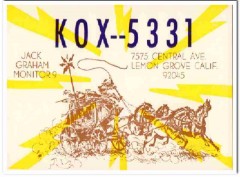 KOX-5331 Jack Graham Lemon Grove CA 1960s Vintage Postcard CB QSL
