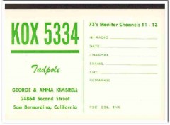 KOX-5334 Geo Kimbrell San Bernardino CA 1960s Vintage Postcard CB QSL