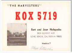 KOX-5719 Bert Halepeska Long Beach CA 1960s Vintage Postcard CB QSL KOX-5719 Bert Halepeska Long Beach CA 1960s Vintage Postcard CB QSL