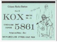 KOX-5861 Chuck Stevens Cypress CA 1960s Vintage Postcard CB QSL 2 KOX-5861 Chuck Stevens Cypress CA 1960s Vintage Postcard CB QSL 2