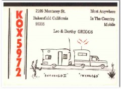 KOX-5972 Leo Griggs Bakersfield CA 1960s Vintage Postcard CB QSL Card KOX-5972 Leo Griggs Bakersfield CA 1960s Vintage Postcard CB QSL Card
