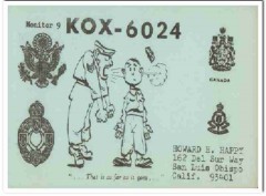 KOX-6024 Howard Happy San Luis Obispo CA 60s Vintage Postcard CB QSL 1 KOX-6024 Howard Happy San Luis Obispo CA 60s Vintage Postcard CB QSL 1