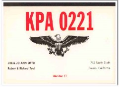 KPA-0221 Jim Otto Fresno CA 1960s Vintage Postcard CB QSL Card 1