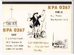 KPA-0267 Aj Pounds Stockton CA 1960s Vintage Postcard CB QSL Card