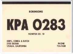 KPA-0283 Beryl Robinson Visalia CA 1960s Vintage Postcard CB QSL