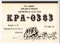 KPA-0383 Garland Nabors Copperopolis CA 1960s Vintage Postcard CB QSL