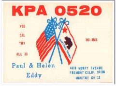 KPA-0520 Paul Eddy Fremont CA 1960s Vintage Postcard CB QSL Card