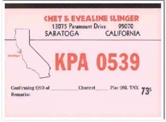 KPA-0539 Chet Slinger Saratoga CA 1960s Vintage Postcard CB QSL 1