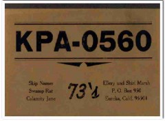 KPA-0560 Ellery Marsh Eureka CA 1960s Vintage Postcard CB QSL Card