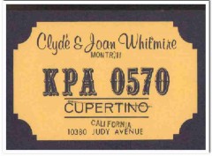 KPA-0570 Clyde Whitmire Cupertino CA 1960s Vintage Postcard CB QSL
