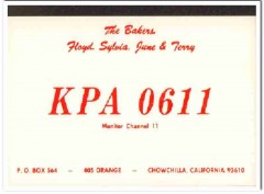 KPA-0611 Floyd Baker Chowchilla CA 1960s Vintage Postcard CB QSL