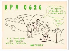 KPA-0626 H R Kelly Willits CA 1960s Vintage Postcard CB QSL Card