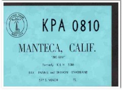 KPA-0810 Ray Strickland Manteca CA 1960s Vintage Postcard CB QSL 1