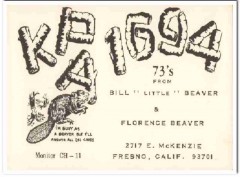 KPA-1694 Bill Beaver Fresno CA 1960s Vintage Postcard CB QSL Card 2