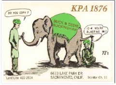 KPA-1876 Buck Buckingham Sacramento CA 1960s Vintage Postcard CB QSL
