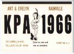 KPA-1966 Art Rainville Vallejo CA 1960s Vintage Postcard CB QSL