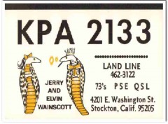 KPA-2133 Elvin Wainscott Stockton CA 1960s Vintage Postcard CB QSL 1