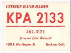 KPA-2133 Elvin Wainscott Stockton CA 1960s Vintage Postcard CB QSL 2