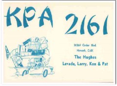 KPA-2161 Larry Hughes Newark CA 1960s Vintage Postcard CB QSL Card
