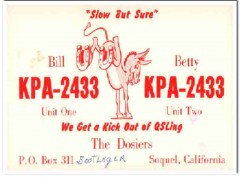 KPA-2433 Bill Dosier Soquel CA 1960s Vintage Postcard CB QSL Card