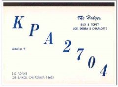 KPA-2704 Bud Hodges Los Banos CA 1960s Vintage Postcard CB QSL Card