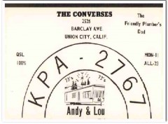 KPA-2767 Andy Converse Union City CA 1960s Vintage Postcard CB QSL
