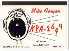 KPA-2649 Mike Feryan Tulare CA 1960s Vintage Postcard CB QSL Card