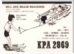 KPA-2869 Bill Braddock Rancho Cordova CA 60s Vintage Postcard CB QSL 2