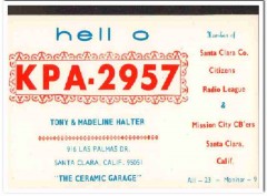 KPA-2957 Tony Halter Santa Clara CA 1960s Vintage Postcard CB QSL