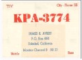 KPA-3774 James Avery Soledad CA 1960s Vintage Postcard CB QSL Card 2