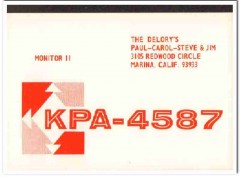 KPA-4587 Paul Delory Marina CA 1960s Vintage Postcard CB QSL Card KPA-4587 Paul Delory Marina CA 1960s Vintage Postcard CB QSL Card