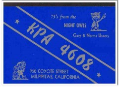 KPA-4608 Gary Ussery Milpipitas CA 1960s Vintage Postcard CB QSL KPA-4608 Gary Ussery Milpipitas CA 1960s Vintage Postcard CB QSL