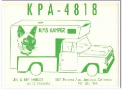 KPA-4818 Len Shields San Jose CA 1960s Vintage Postcard CB QSL Card KPA-4818 Len Shields San Jose CA 1960s Vintage Postcard CB QSL Card