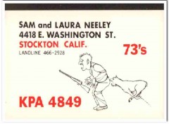 KPA-4849 Sam Neeley Stockton CA 1960s Vintage Postcard CB QSL Card KPA-4849 Sam Neeley Stockton CA 1960s Vintage Postcard CB QSL Card