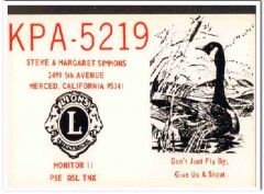 KPA-5219 Steve Simmons Merced CA 1960s Vintage Postcard CB QSL Card KPA-5219 Steve Simmons Merced CA 1960s Vintage Postcard CB QSL Card