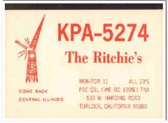 KPA-5274 Ritchie Family Turlock CA 1960s Vintage Postcard CB QSL 1 KPA-5274 Ritchie Family Turlock CA 1960s Vintage Postcard CB QSL 1