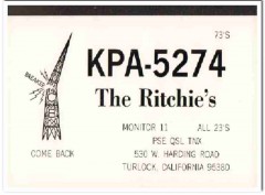 KPA-5274 Ritchie Family Turlock CA 1960s Vintage Postcard CB QSL 2 KPA-5274 Ritchie Family Turlock CA 1960s Vintage Postcard CB QSL 2